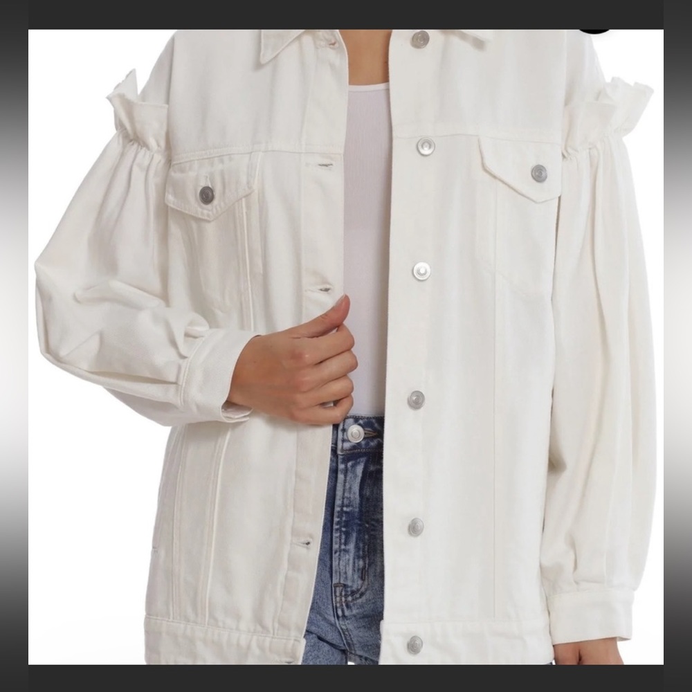 Avec Les Filles White Denim Jacket